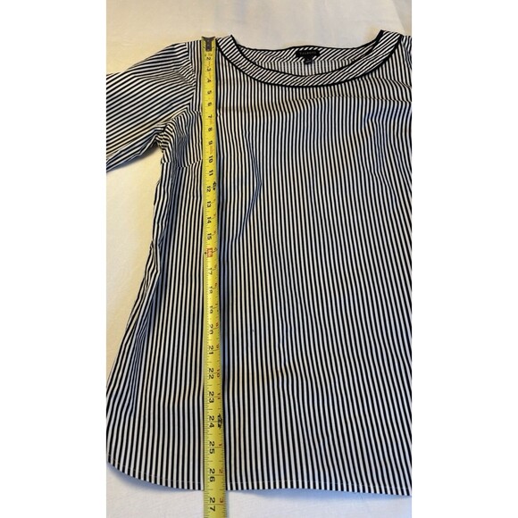 TALBOTS Piped Poplin Tunic Women Large B/W Striped LS Boat Neck Top Nautical - Picture 11 of 12